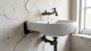 Mocowanie umywalki do ściany starego typu