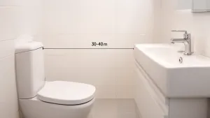 odległość między wc a umywalką